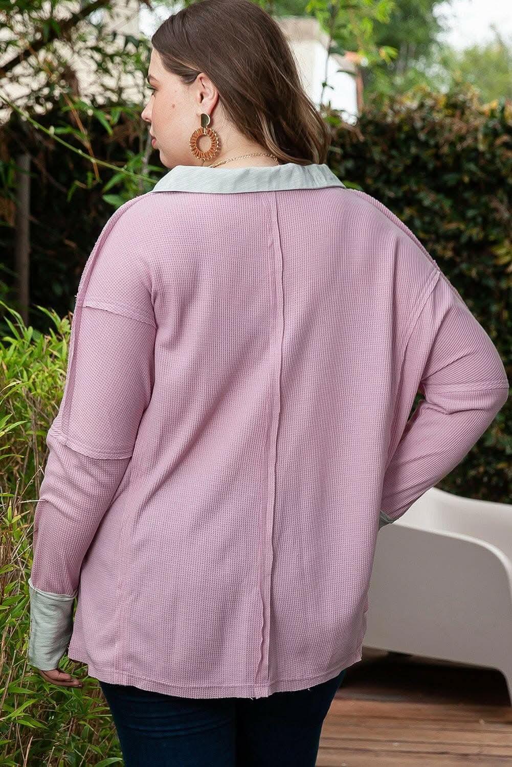 Chic oversized long sleeve tee for curvy women 