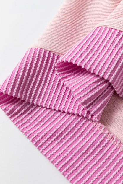 Chic pink plus size patchwork hoodie 