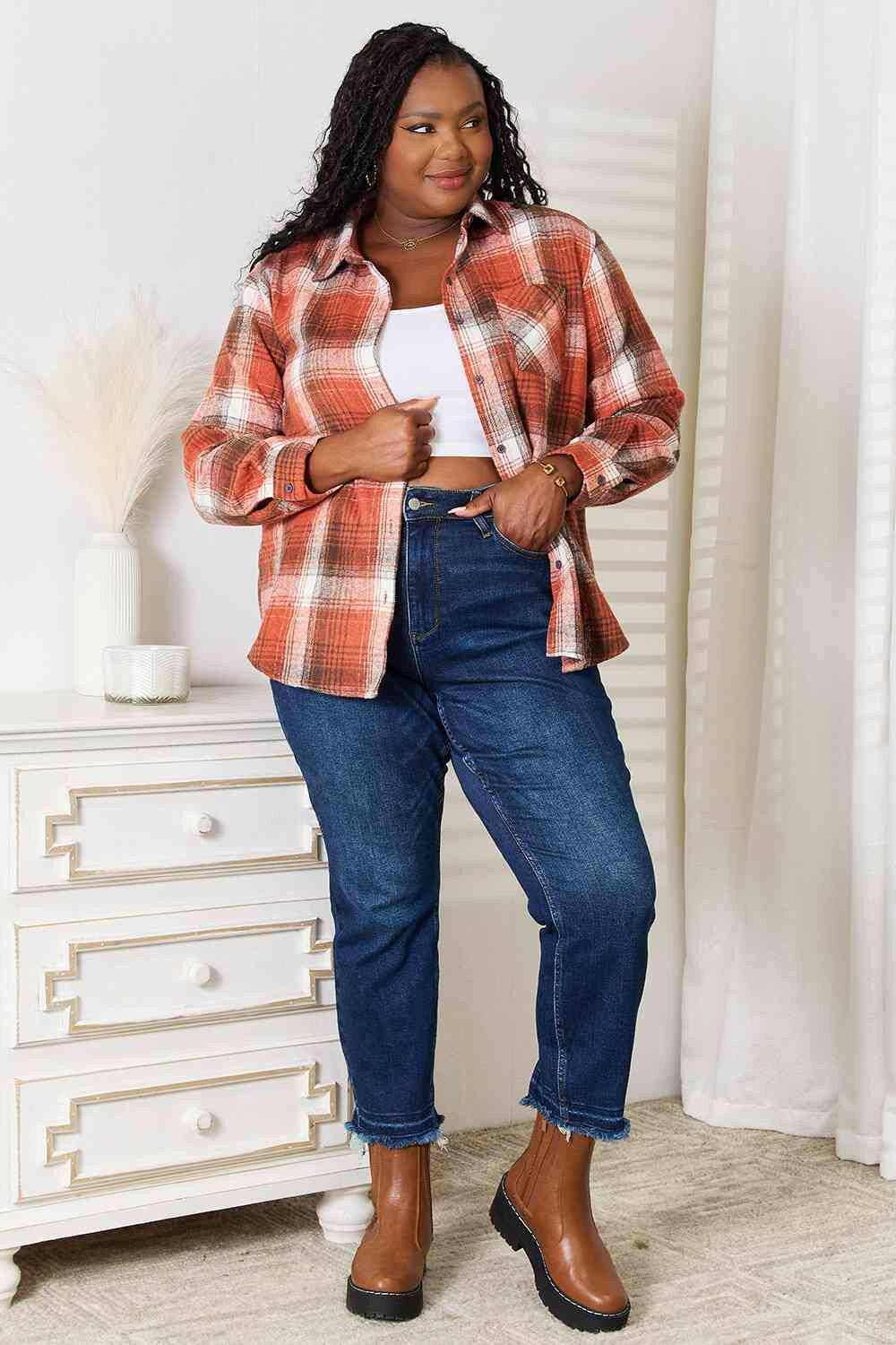 Chic plaid button-up shirt for all occasions - Love Salve 
