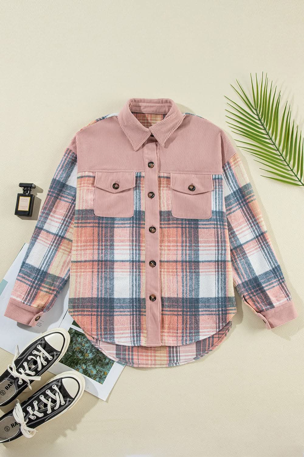 Chic plaid shacket with pockets - Love Salve 