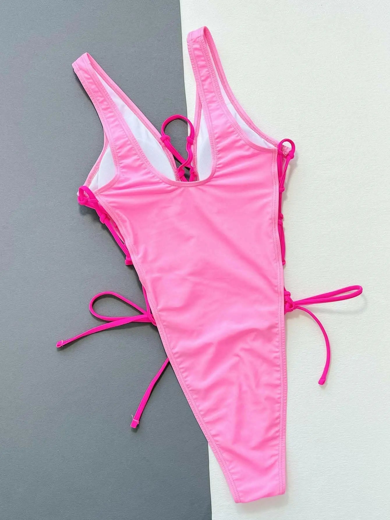 Chic plunge neck lace-up swimsuit - Love Salve 