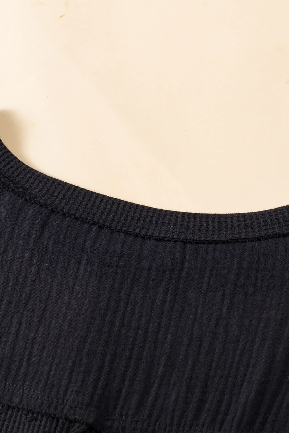 Chic plus-size black crinkle top - Love Salve 