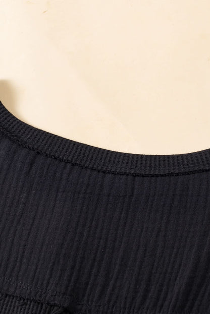 Chic plus-size black crinkle top - Love Salve 