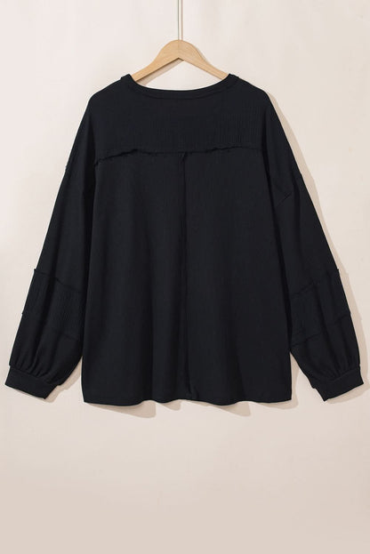 Chic plus-size black crinkle top - Love Salve 