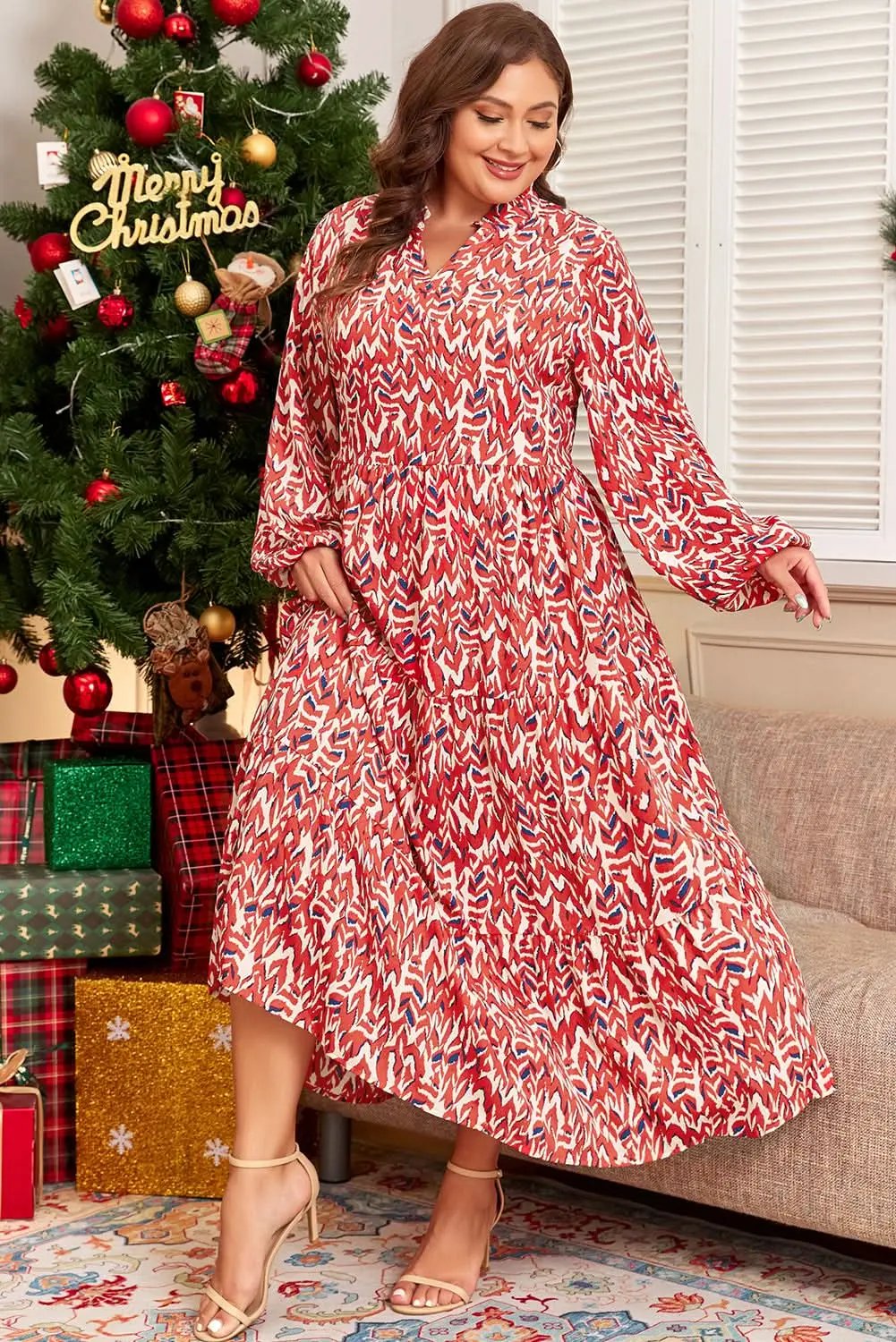 Chic plus size abstract maxi dress - Love Salve 