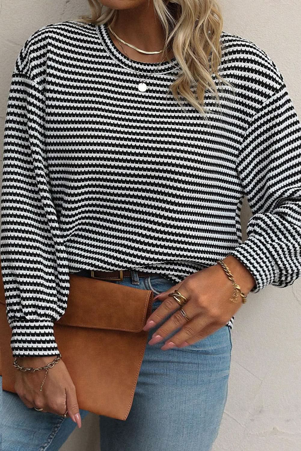 Chic plus size black striped tee - Love Salve 