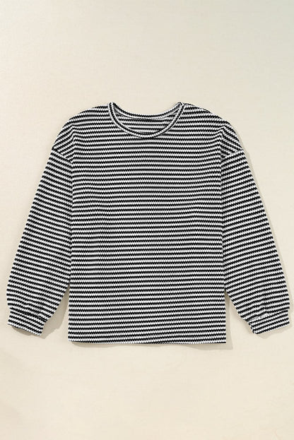 Chic plus size black striped tee - Love Salve 