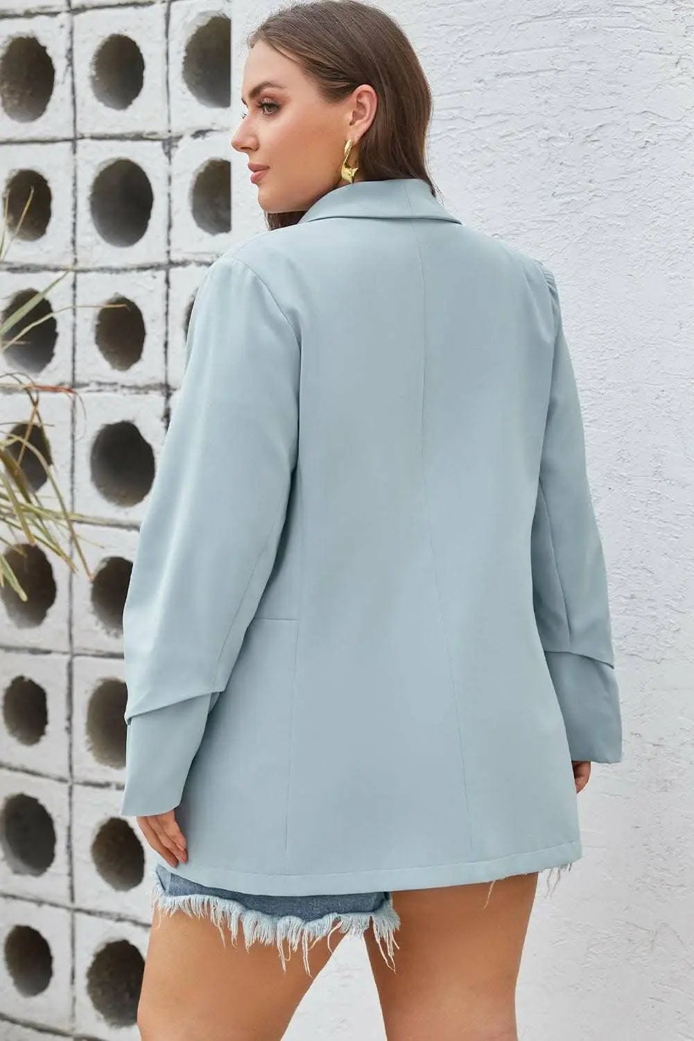 Chic plus size blazer with pockets - Love Salve 