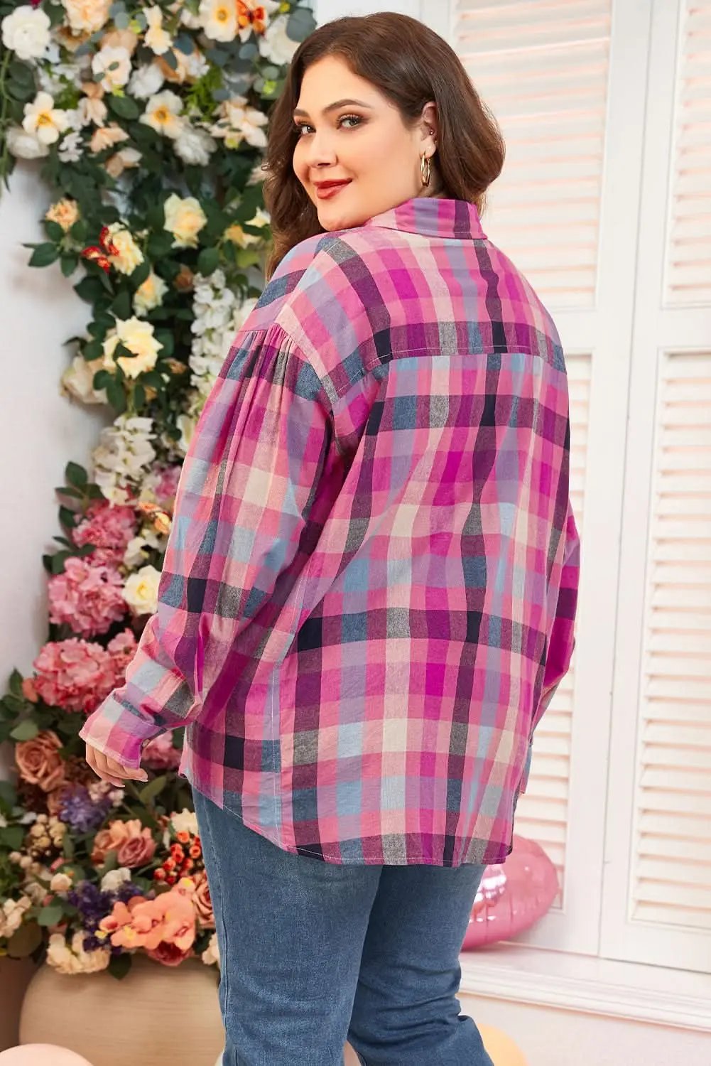 Chic plus size checkered shirt - Love Salve 