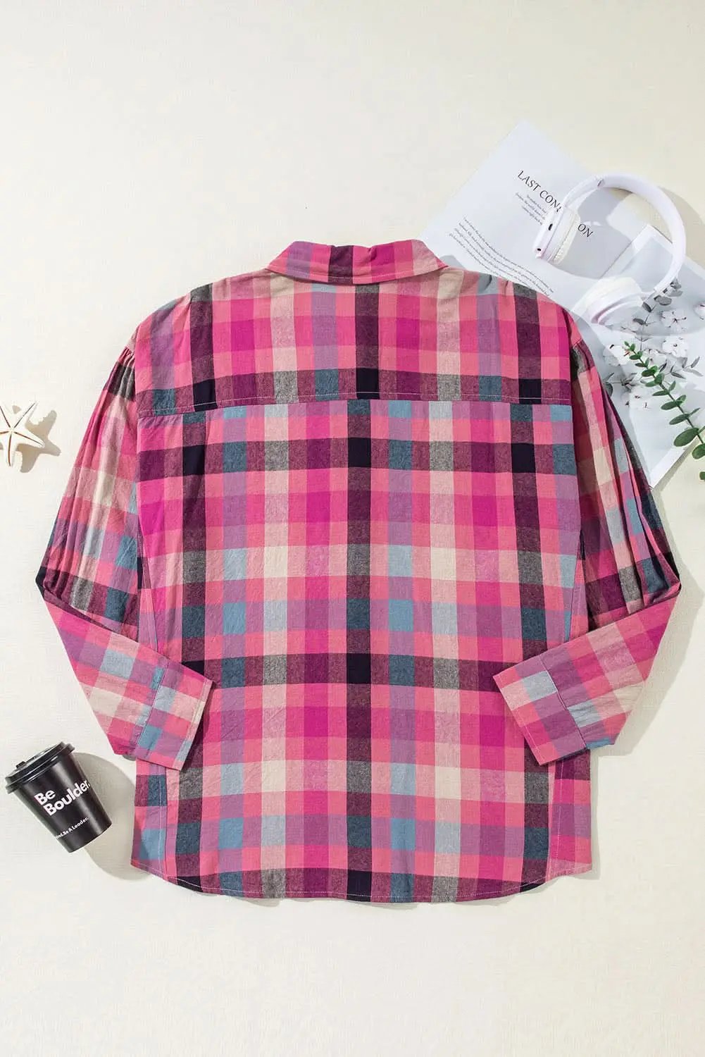 Chic plus size checkered shirt - Love Salve 