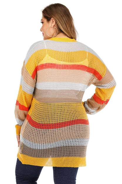 Chic plus size color block cardigan 