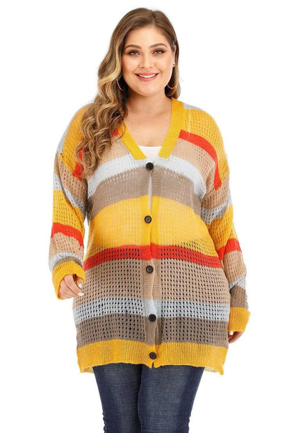 Chic plus size color block cardigan 