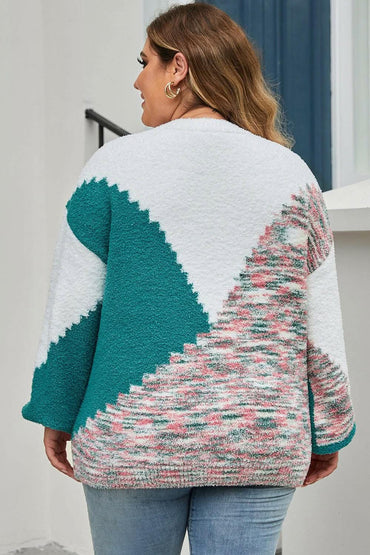 Chic plus size color block sweater - Love Salve 