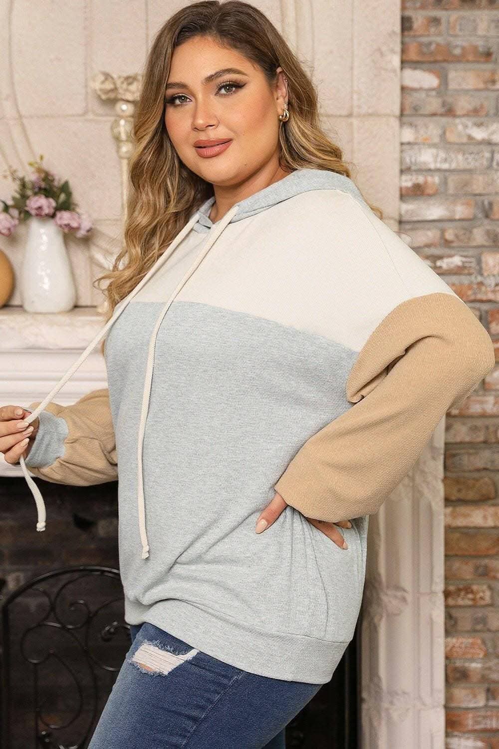 Chic plus size drawstring hoodie - Love Salve 