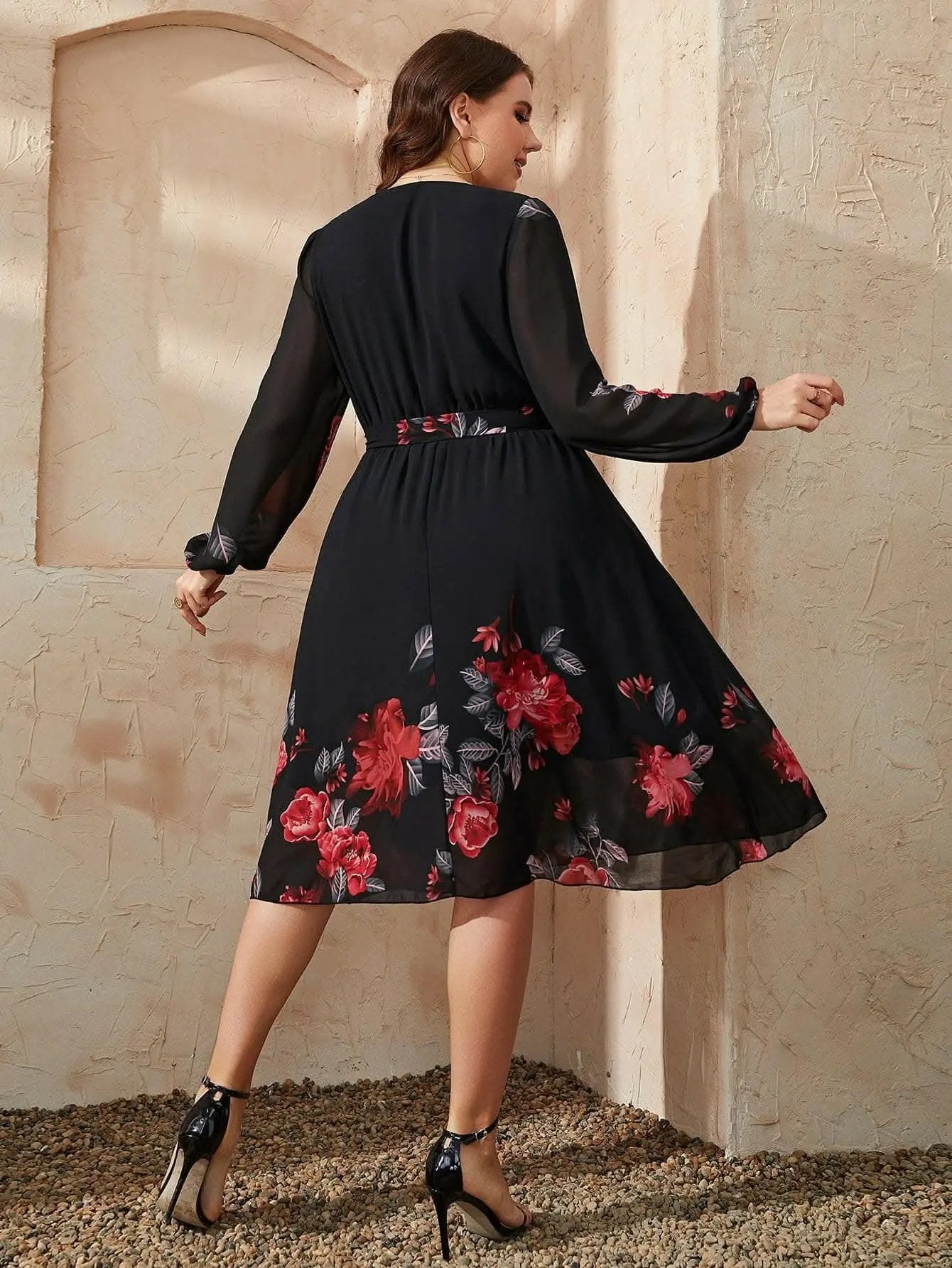 Chic plus size floral midi dress - Love Salve 