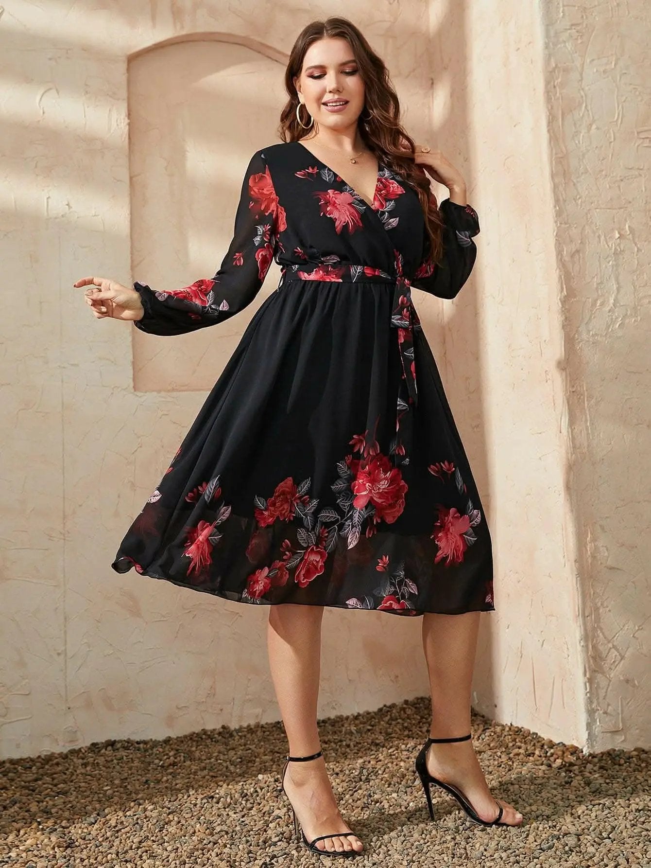 Chic plus size floral midi dress - Love Salve 