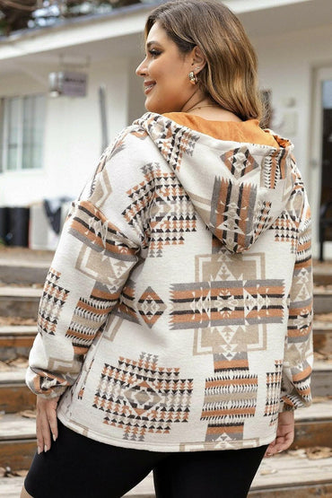 Chic plus size geometric hoodie - Love Salve 