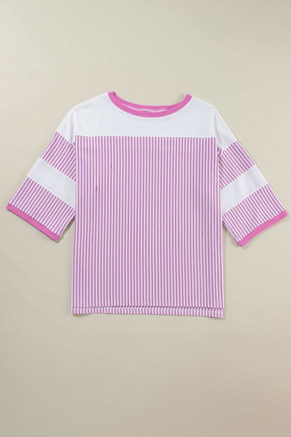 Chic plus size pink stripe tee - Love Salve 