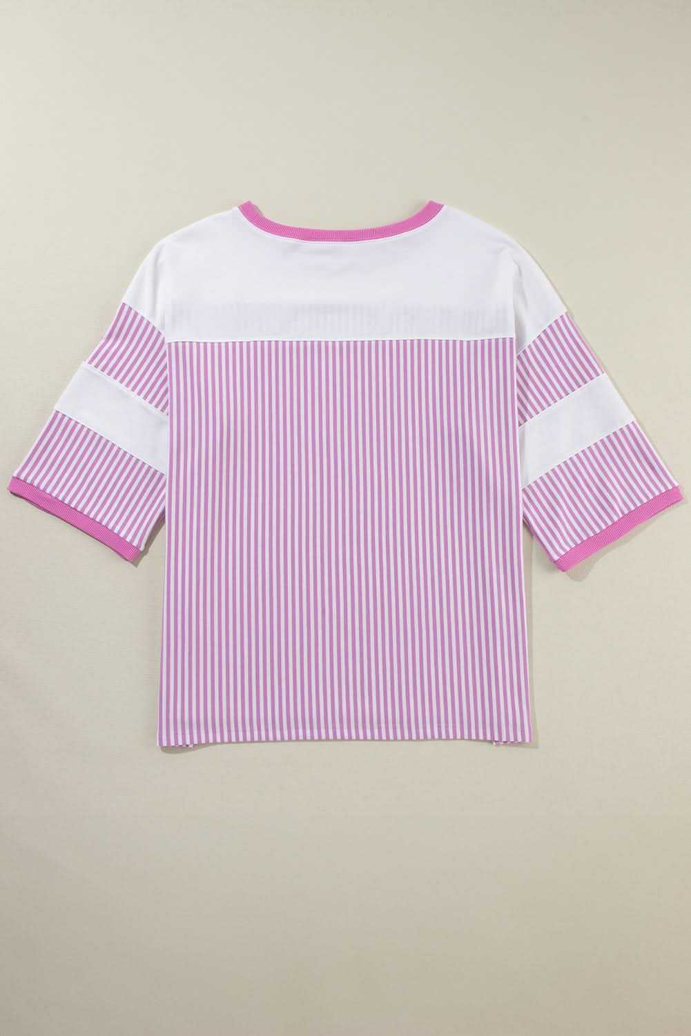 Chic plus size pink stripe tee - Love Salve 