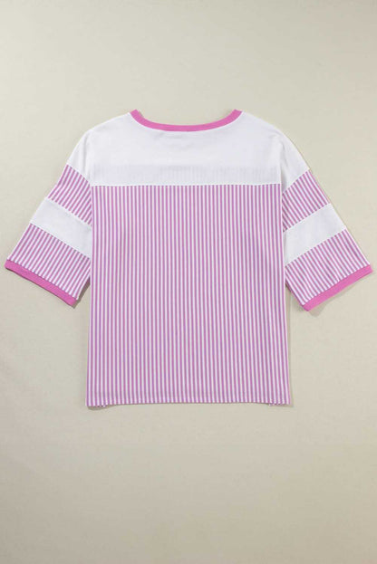 Chic plus size pink stripe tee - Love Salve 