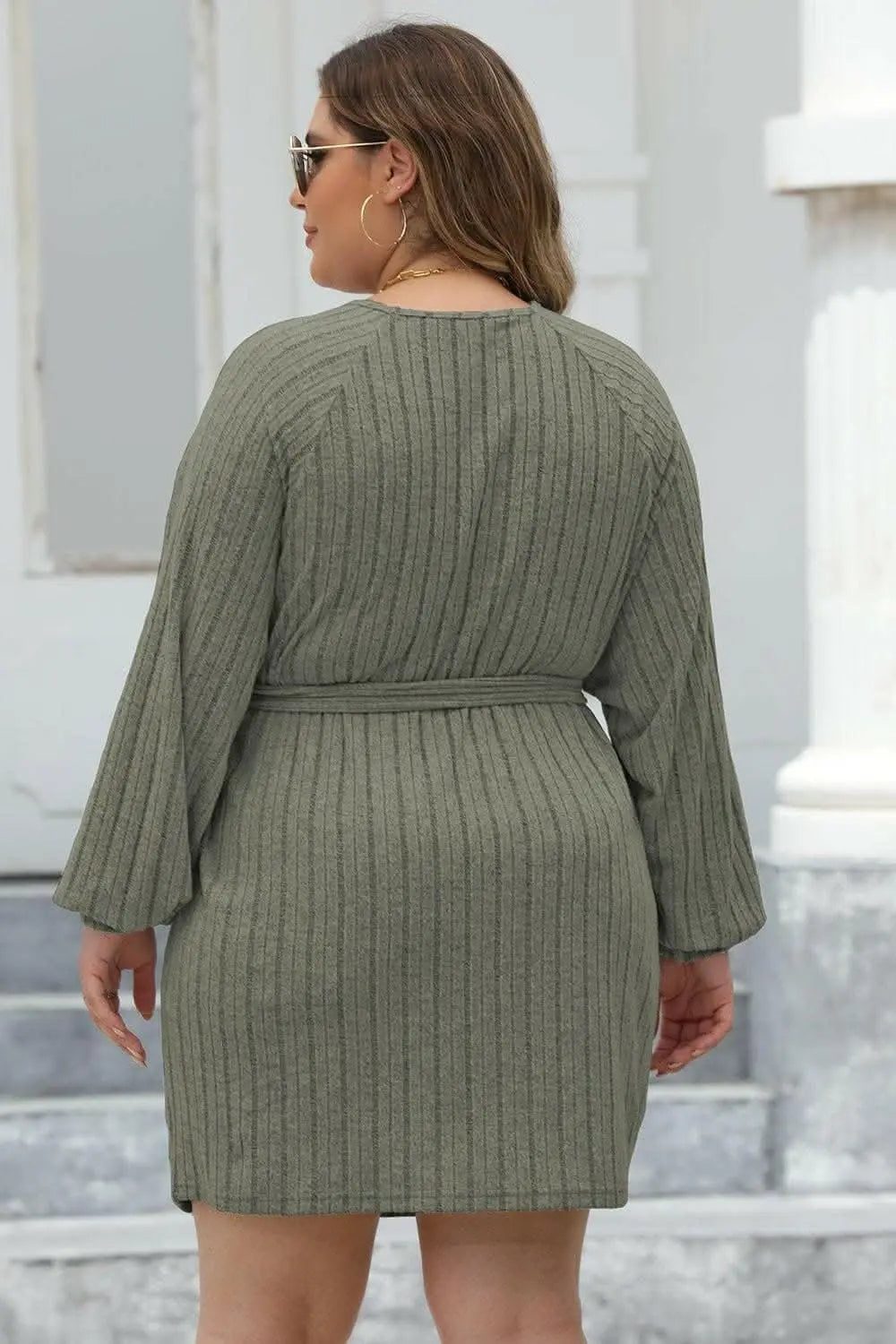 Chic plus size ribbed sweater dress - Love Salve 
