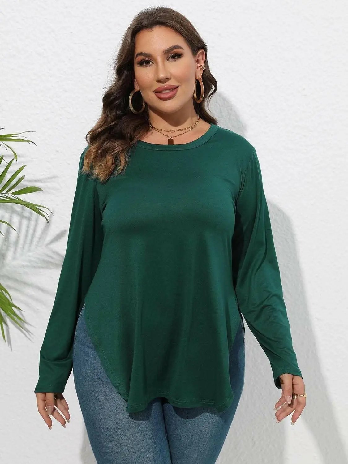 Chic plus size sheer sleeve t-shirt - Love Salve 