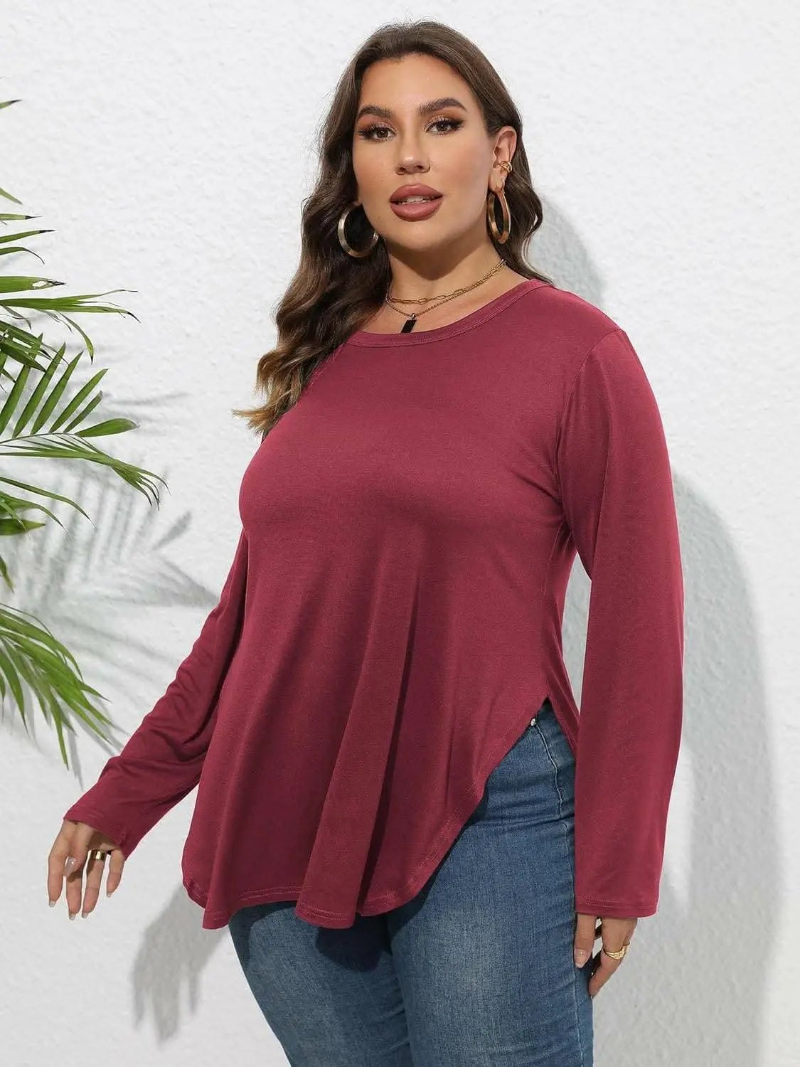Chic plus size sheer sleeve t-shirt - Love Salve 