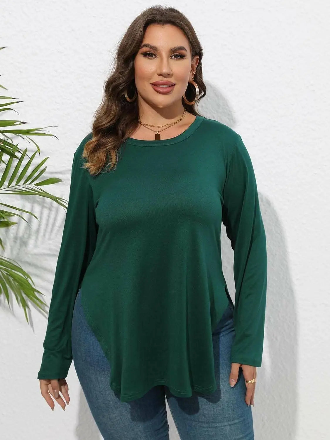 Chic plus size sheer sleeve t-shirt - Love Salve 