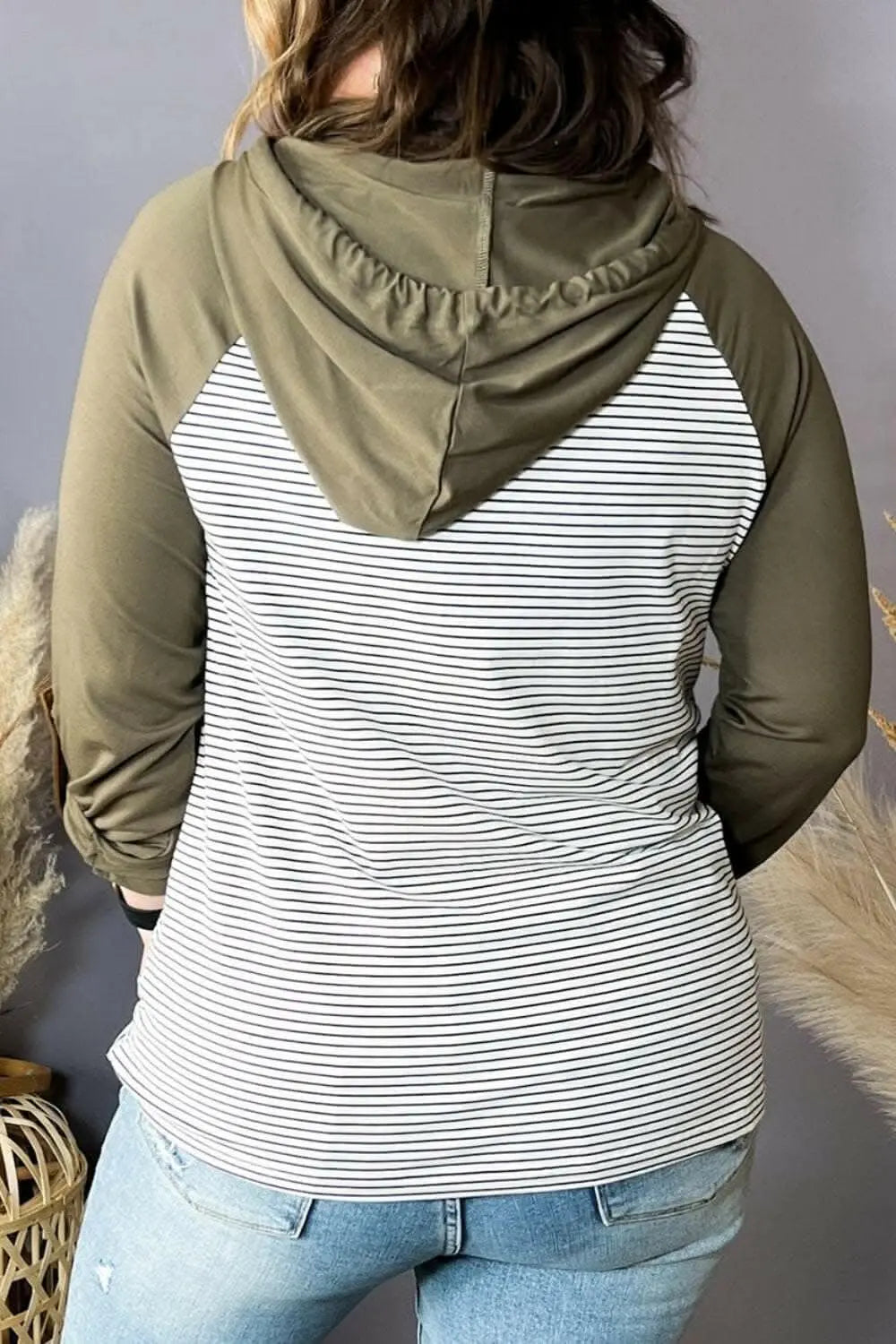 Chic plus size striped hoodie - Love Salve 