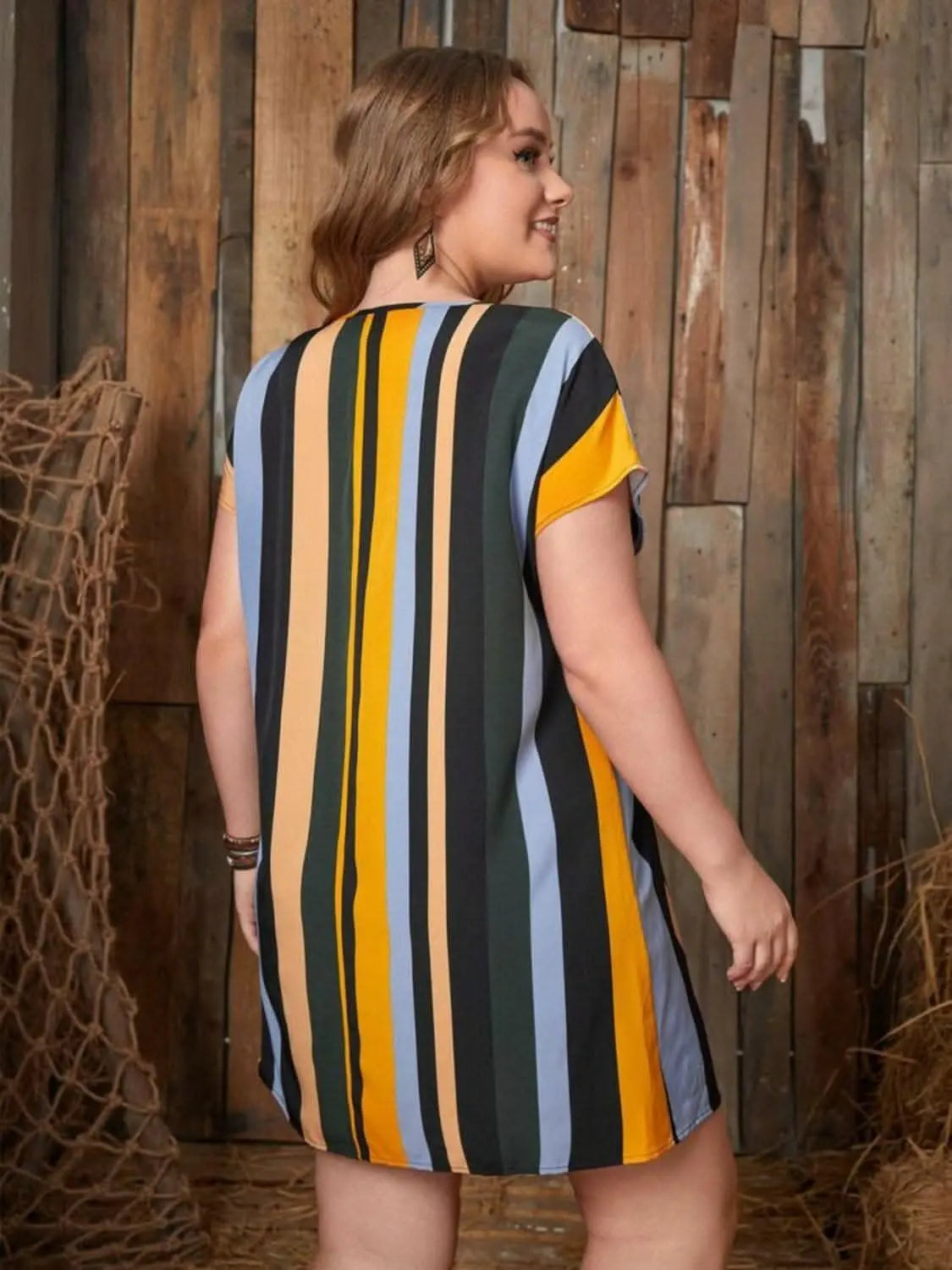 Chic plus size striped mini dress - Love Salve 