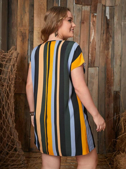 Chic plus size striped mini dress 