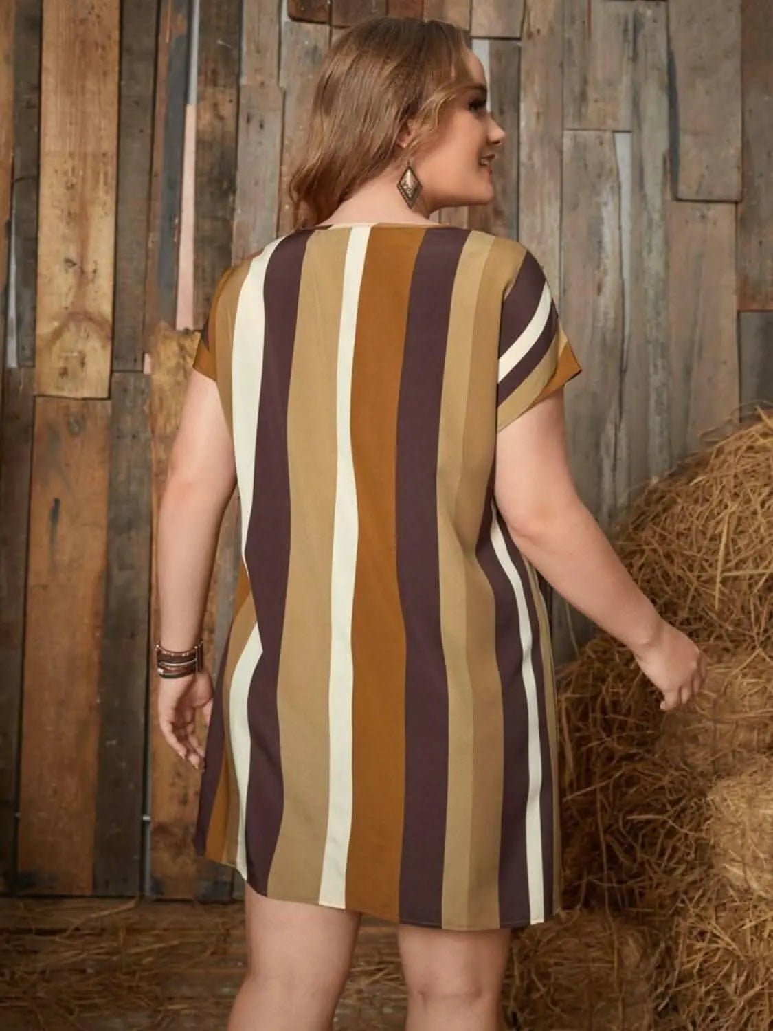 Chic plus size striped mini dress - Love Salve 