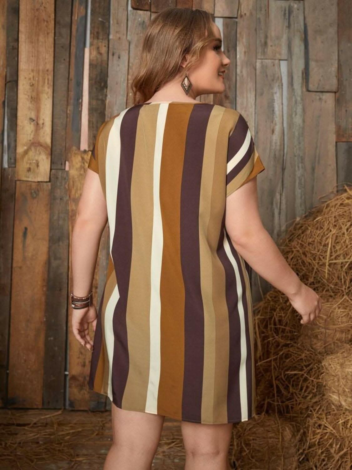 Chic plus size striped mini dress 