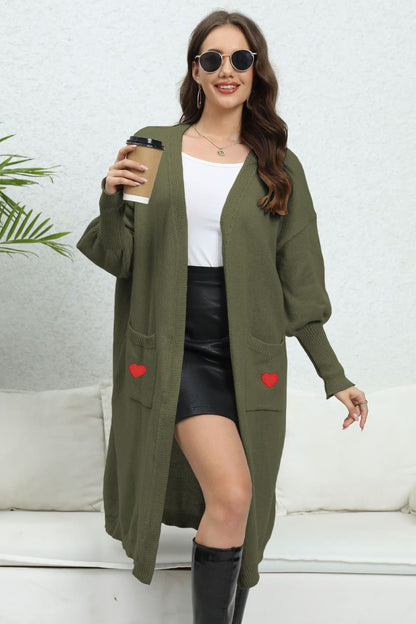 Chic pocketed cardigan with lantern sleeves 