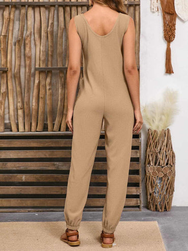 Chic pocketed jumpsuit - sheer straps - Love Salve 