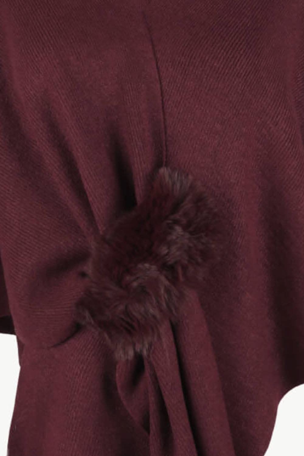 Chic poncho with pom-pom trim - Love Salve 