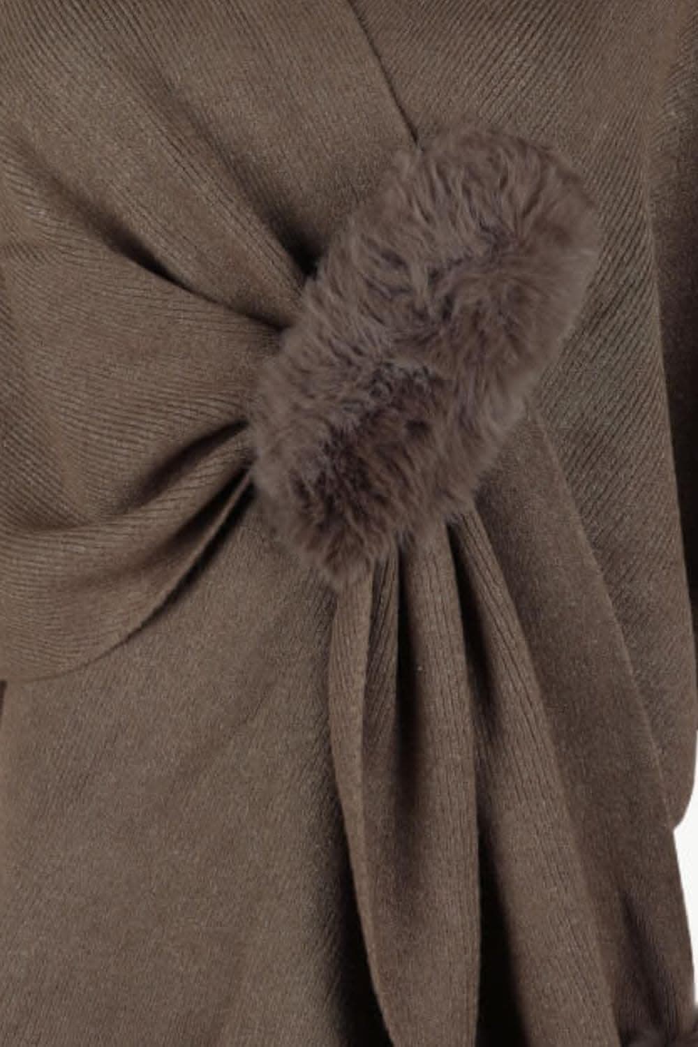 Chic poncho with pom-pom trim - Love Salve 