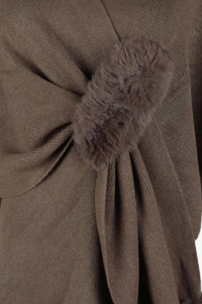 Chic poncho with pom-pom trim - Love Salve 