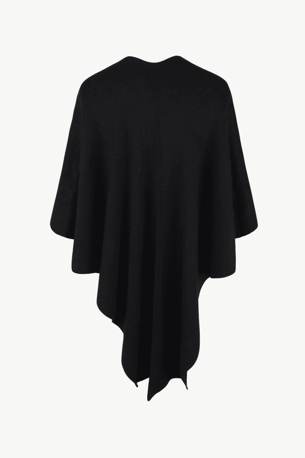 Chic poncho with pom-pom trim - Love Salve 