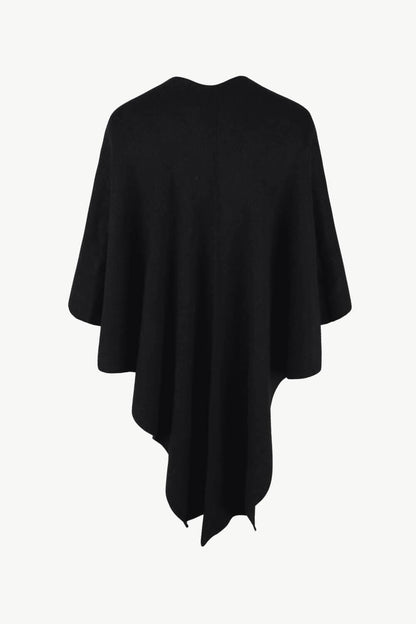 Chic poncho with pom-pom trim - Love Salve 