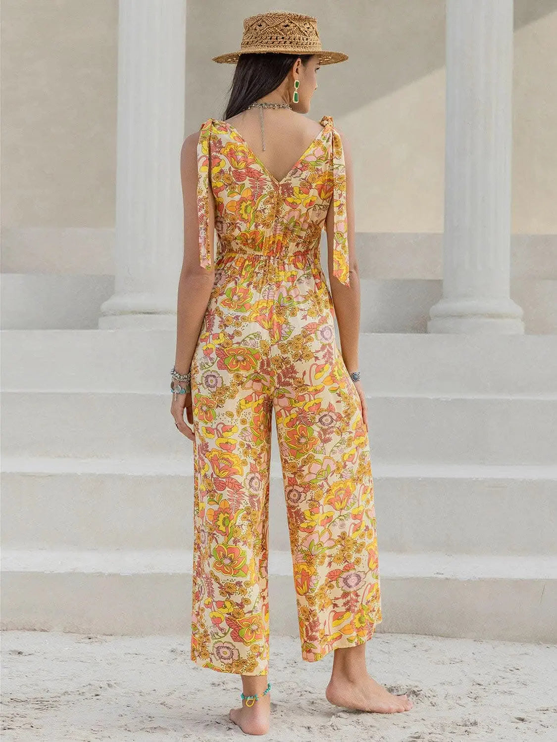 Chic printed v-neck jumpsuit - Love Salve 