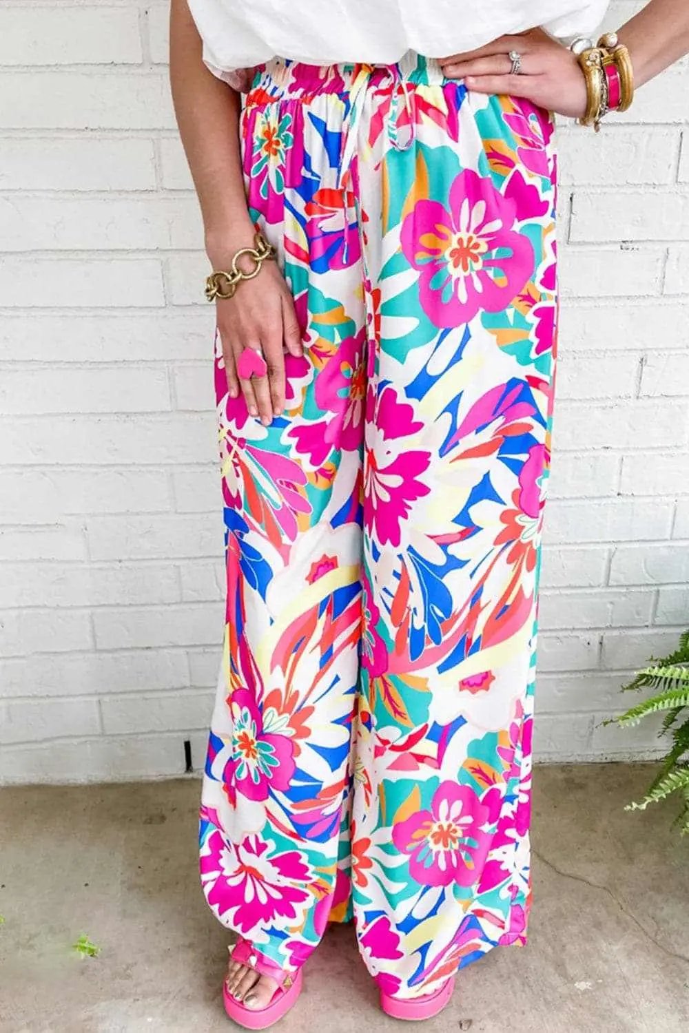 Chic printed wide-leg pants - Love Salve 