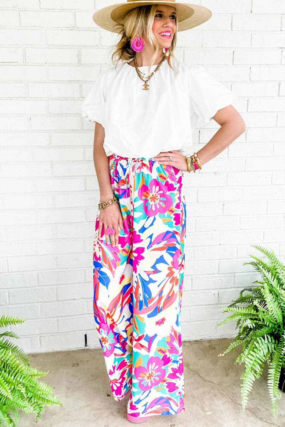 Chic printed wide-leg pants - Love Salve 