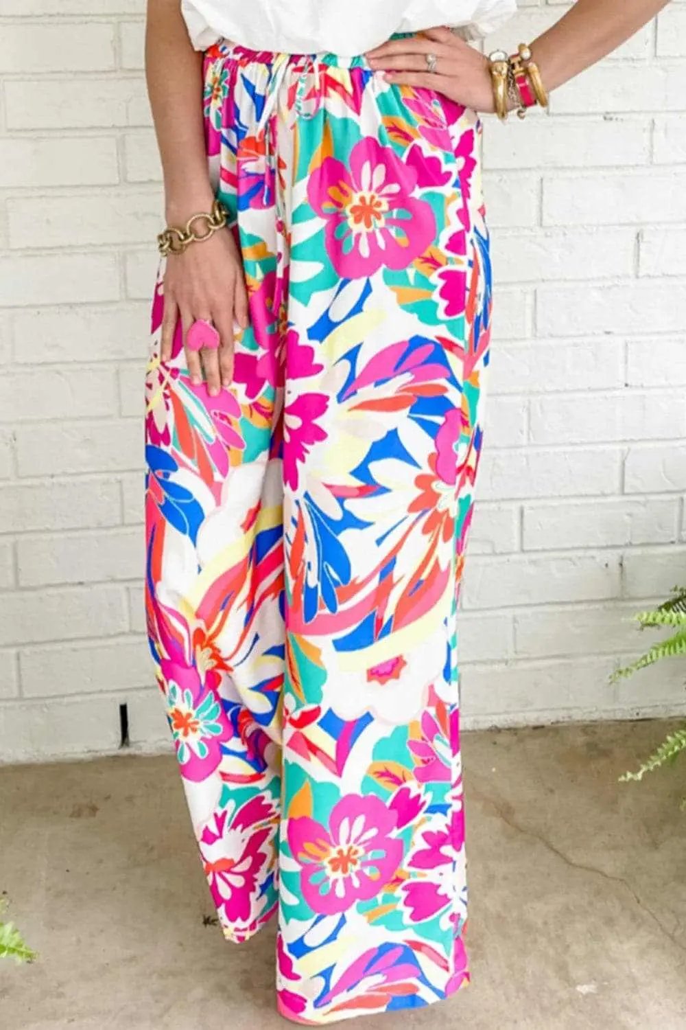 Chic printed wide-leg pants - Love Salve 