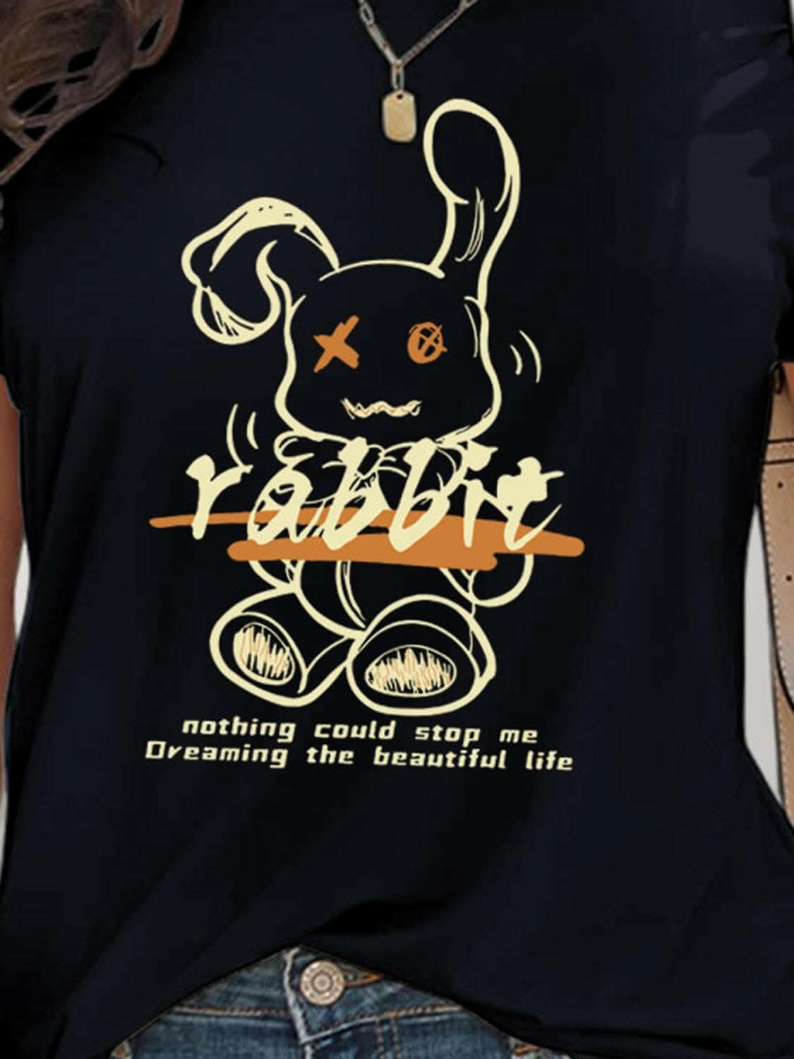 Chic rabbit graphic tee for women 