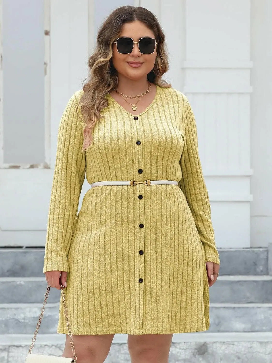 Chic ribbed dress for curvy women - Love Salve 