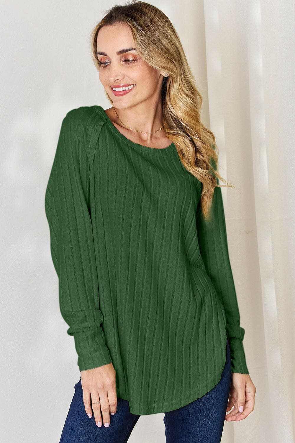 Chic ribbed round neck tee - Love Salve 