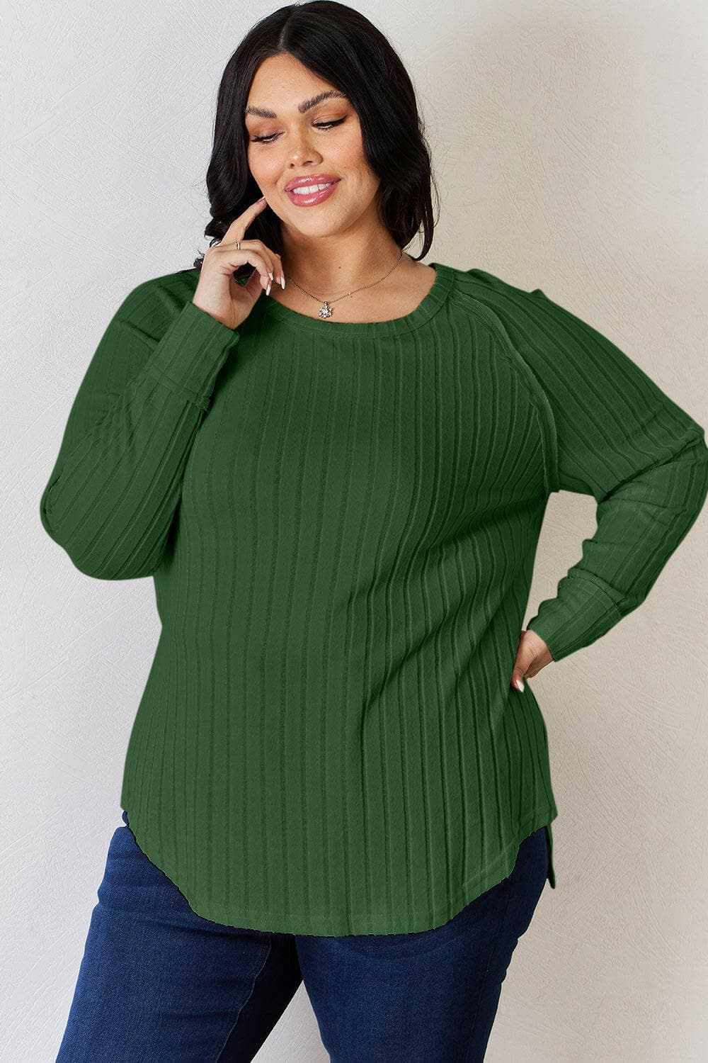 Chic ribbed round neck tee - Love Salve 