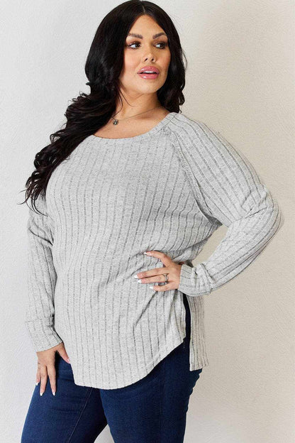 Chic ribbed round neck tee - Love Salve 