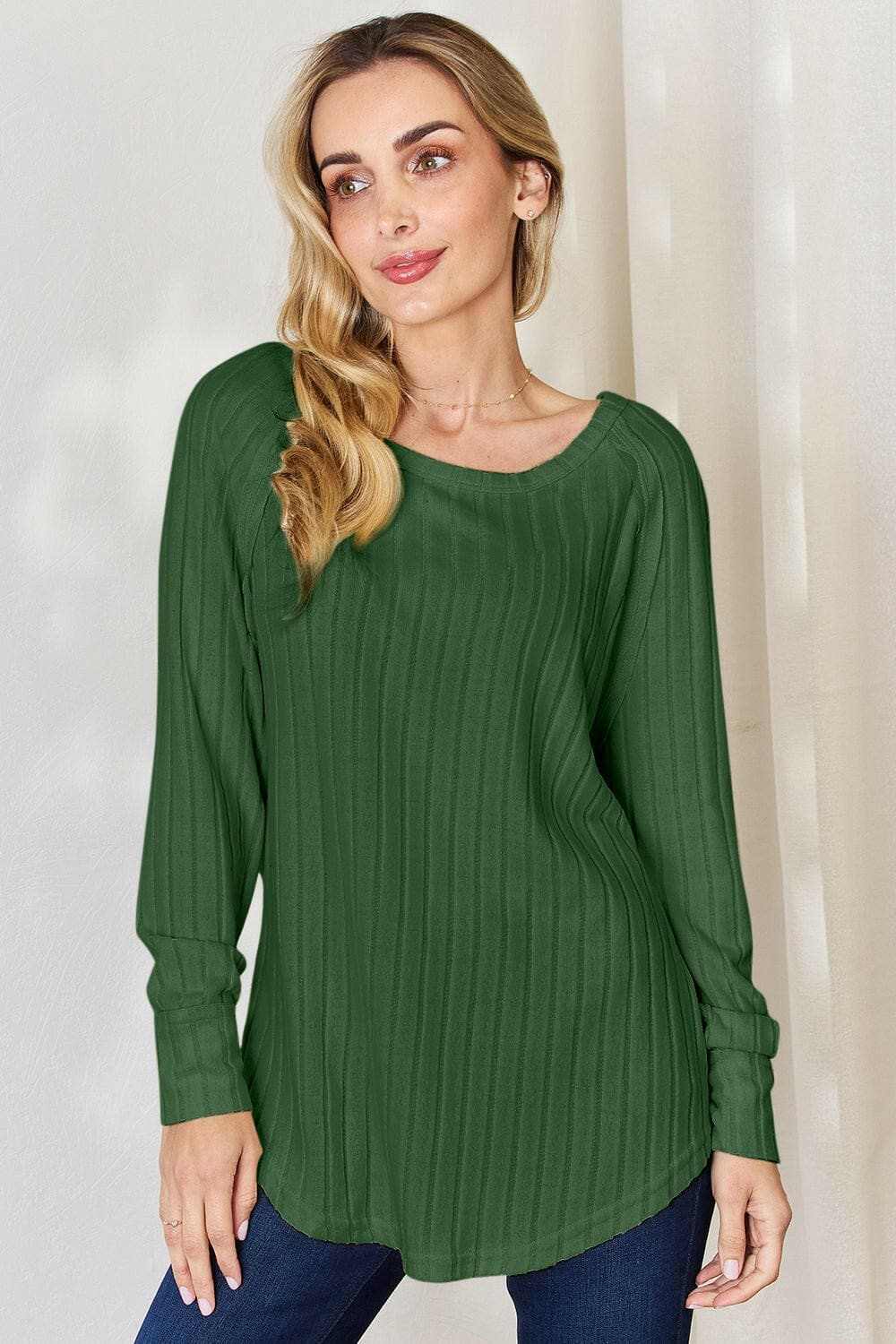 Chic ribbed round neck tee - Love Salve 